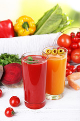 Vegetable juice and fresh vegetables