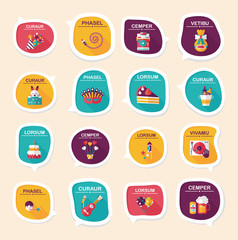 Birthday bubble speech banner design flat background set, eps10