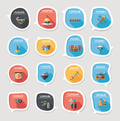 Birthday bubble speech banner design flat background set, eps10