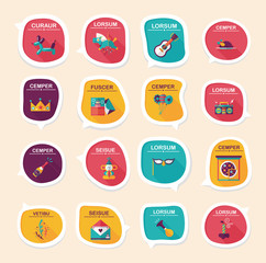 Birthday bubble speech banner design flat background set, eps10