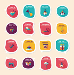 Birthday bubble speech banner design flat background set, eps10