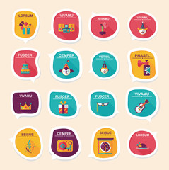 Birthday bubble speech banner design flat background set, eps10