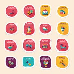 Birthday bubble speech banner design flat background set, eps10