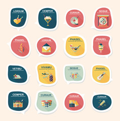 Birthday bubble speech banner design flat background set, eps10