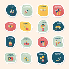 Birthday bubble speech banner design flat background set, eps10