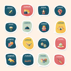 Birthday bubble speech banner design flat background set, eps10