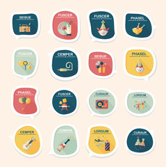 Birthday bubble speech banner design flat background set, eps10