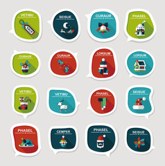 Christmas bubble speech banner design flat background set, eps10