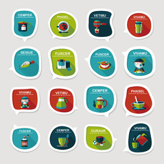 Coffee bubble speech flat banner design flat background set, eps