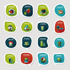 Coffee bubble speech flat banner design flat background set, eps