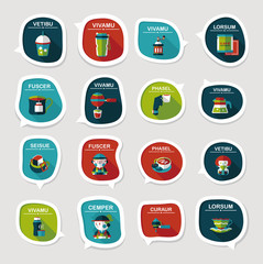 Coffee bubble speech flat banner design flat background set, eps