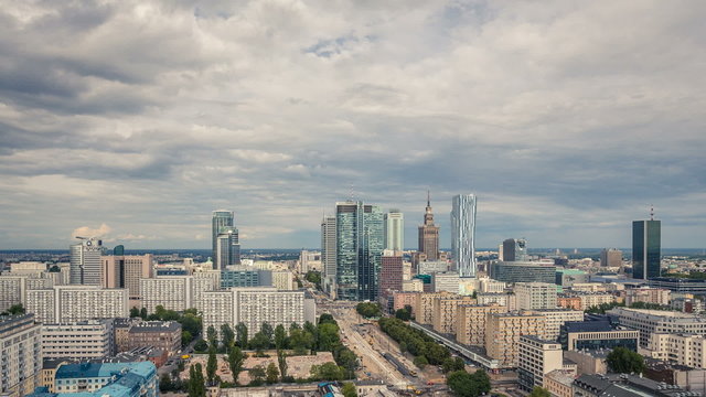 Warsaw City Time lapse with cloud Dynamic, Polish Capital