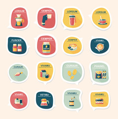 Coffee bubble speech flat banner design flat background set, eps