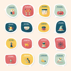 Halloween bubble speech banner design flat background set, eps10