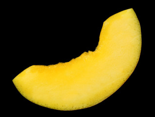 Mango slice on black background