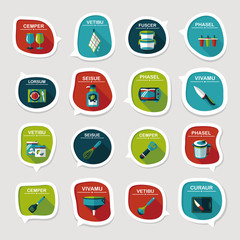 Kitchenware bubble speech flat banner design background set, eps