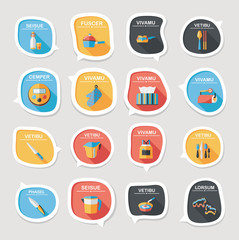 Kitchenware bubble speech flat banner design background set, eps