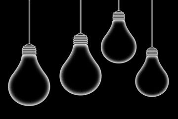 Row of illuminated Light Bulbs