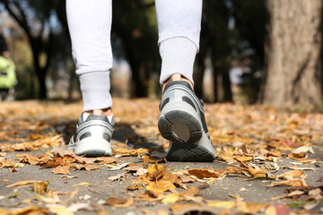 Young man jogging at park