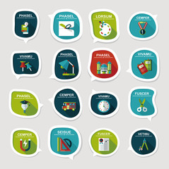 School bubble speech banner design flat background set, eps10