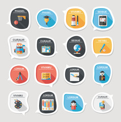 School bubble speech banner design flat background set, eps10