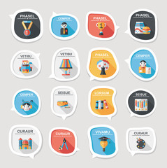 School bubble speech banner design flat background set, eps10