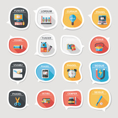 School bubble speech banner design flat background set, eps10
