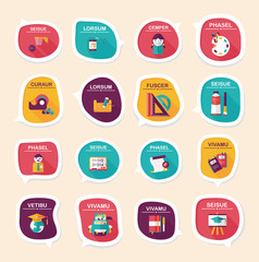 School bubble speech banner design flat background set, eps10