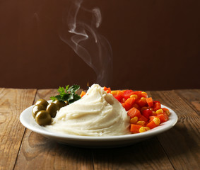 Delicious home cooked food with steam