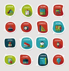 School bubble speech banner design flat background set, eps10