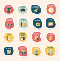 School bubble speech banner design flat background set, eps10