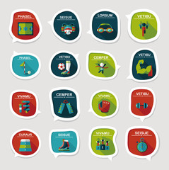 Sport speech bubble flat banner design background set, eps10