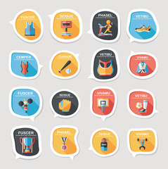 Sport speech bubble flat banner design background set, eps10