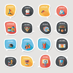 Sport speech bubble flat banner design background set, eps10