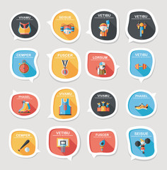 Sport speech bubble flat banner design background set, eps10