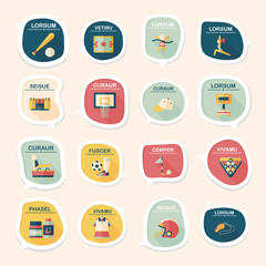 Sport speech bubble flat banner design background set, eps10