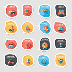 Toy speech bubble banner design flat background set, eps10