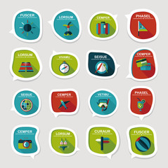 Travel bubble speech banner design flat background set, eps10