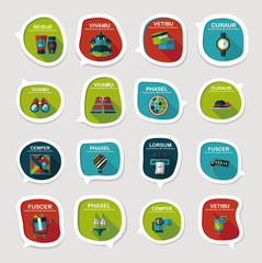 Travel bubble speech banner design flat background set, eps10