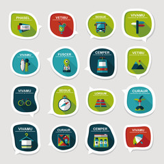 Travel bubble speech banner design flat background set, eps10