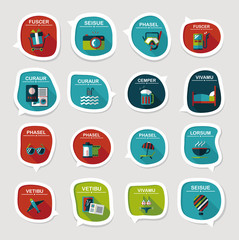 Travel bubble speech banner design flat background set, eps10