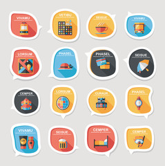 Travel bubble speech banner design flat background set, eps10