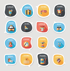 Travel bubble speech banner design flat background set, eps10