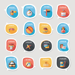 Travel bubble speech banner design flat background set, eps10
