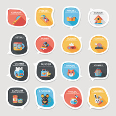 Pet bubble speech flat banner design background set, eps10