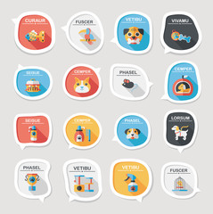 Pet bubble speech flat banner design background set, eps10