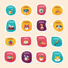 Pet bubble speech flat banner design background set, eps10