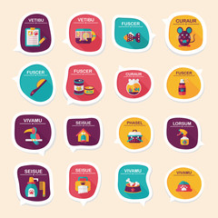 Pet bubble speech flat banner design background set, eps10