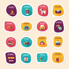 Pet bubble speech flat banner design background set, eps10