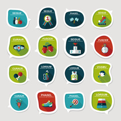 Sport speech bubble flat banner design background set, eps10